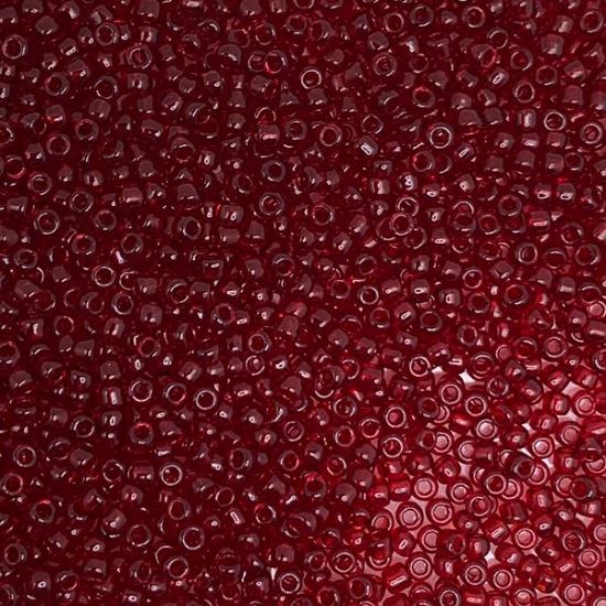 Picture of Size 11 Japanese Seed Beads, Transparent Red (#141), Approximately 25 Grams