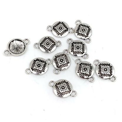 Picture of Silver Plated Rug Pattern Concho Link, 15mm, 10-pieces per Pkg