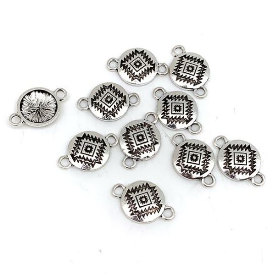 Picture of Silver Plated Rug Pattern Concho Link, 15mm, 10-pieces per Pkg