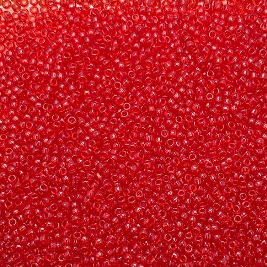 Picture of Size 15 Seed Bead, Transparent Red #141, Approximately 25 Grams