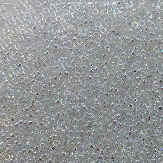 Picture of Size 15 Seed Bead, Transparent Crystal Aurora Borealis #250, Approximately 25 Grams