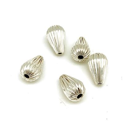 Picture of Sterling Silver Corrugated Drop Bead, 8x13mm