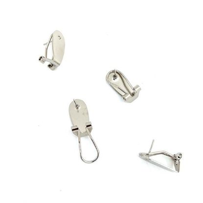 Picture of Rhodium Plated Fingernail Earring Clip 8x19mm Flat Pad, 2 Pairs