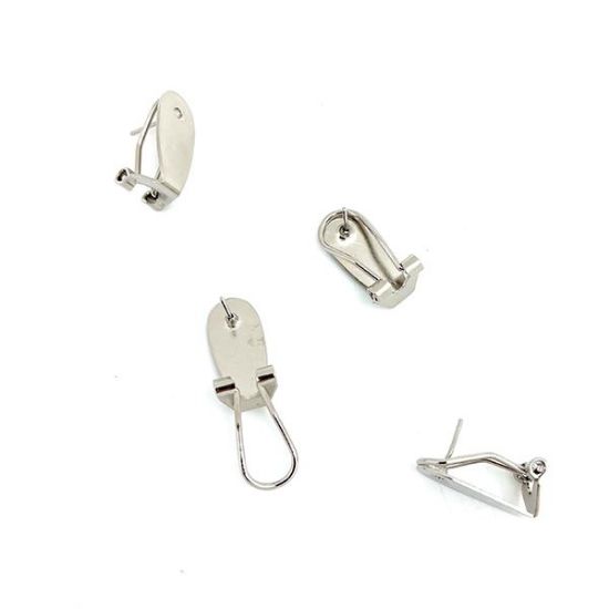 Picture of Rhodium Plated Fingernail Earring Clip 8x19mm Flat Pad, 2 Pairs