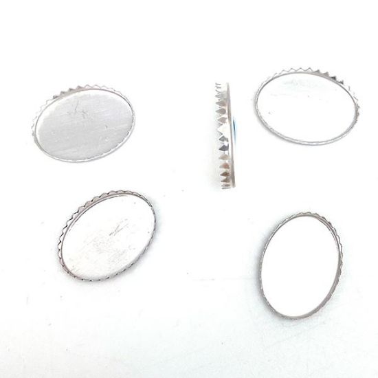 Picture of Sterling Silver Oval Serrated Bezel Cup, 18x25mm