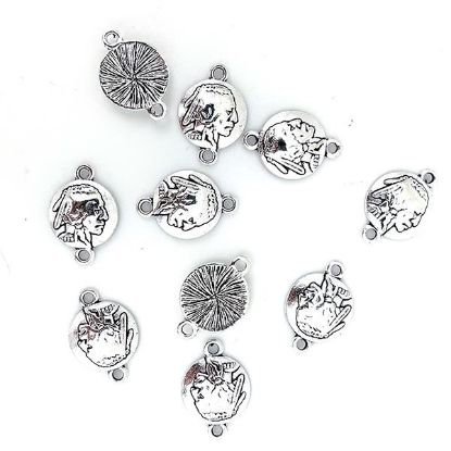 Picture of Silver Plated Indian Head Concho Link, 15mm, 10-pieces per Pkg