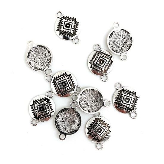 Picture of Silver Plated Rug Pattern Concho Link, 18mm, 10-pieces per Pkg