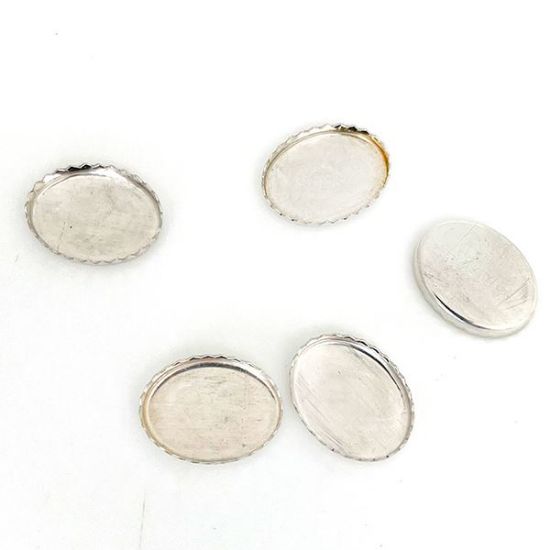 Picture of Sterling Silver Oval Serrated Bezel Cup, 12x16mm