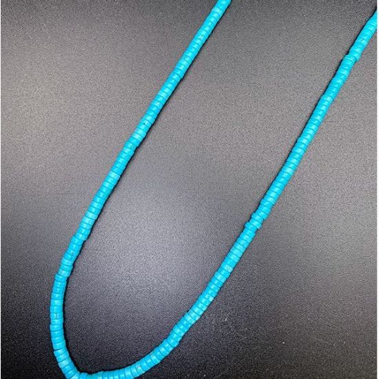 Picture of Block Light Turquoise Heishi Beads 4-5mm, 24" Strand