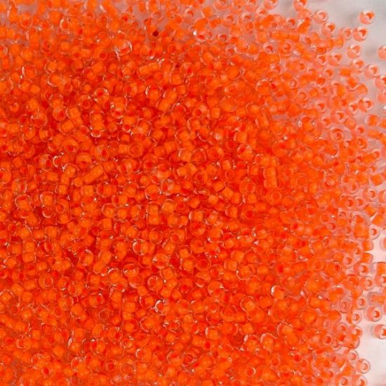 Picture of Size 11 Czech Seed Beads, Colorlined Crystal Neon Orange, Approximately 25 Grams