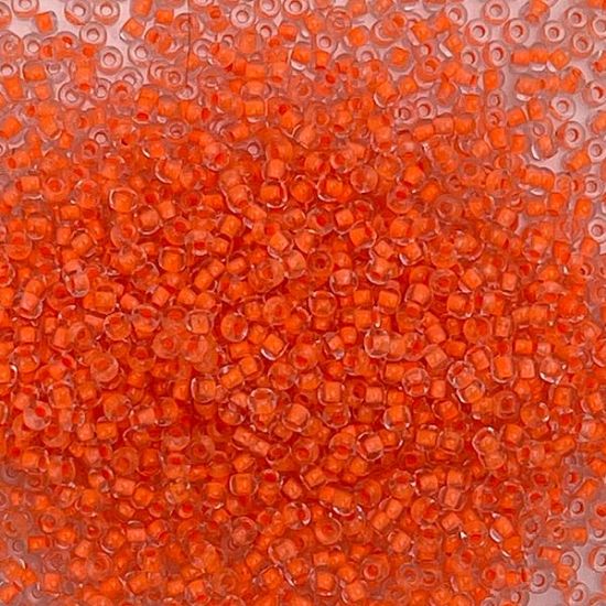 Picture of Size 10 Czech Seed Beads, Colorlined Crystal Neon Orange, Approximately 25 Grams