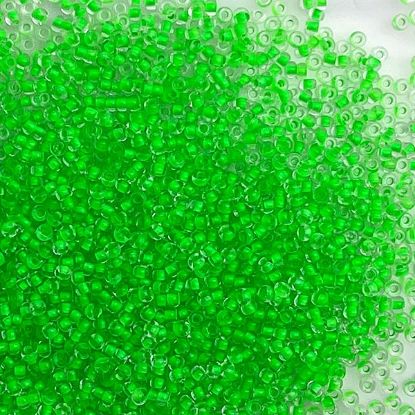 Picture of Size 11 Czech Seed Beads, Colorlined Crystal Neon Green, Approximately 25 Grams