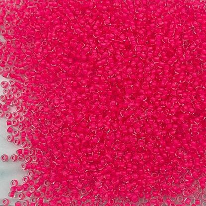 Picture of Size 11 Czech Seed Beads, Colorlined Crystal Neon Pink, Approximately 25 Grams