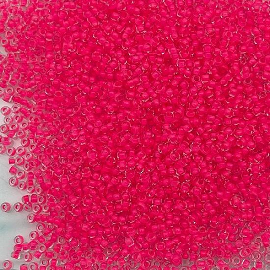 Picture of Size 11 Czech Seed Beads, Colorlined Crystal Neon Pink, Approximately 25 Grams