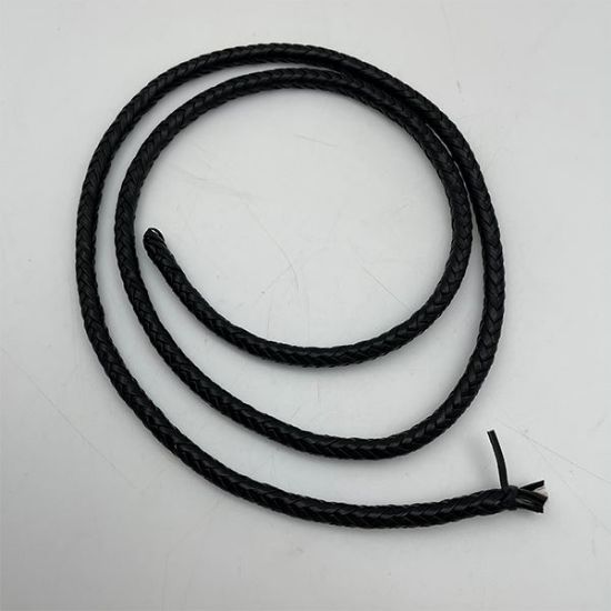Picture of Handmade Black Leather, Cotton Core, Braided Bolo Cord, 10 Ply, Approx. 48" Length,  Approx. 8-8.5mm Thick