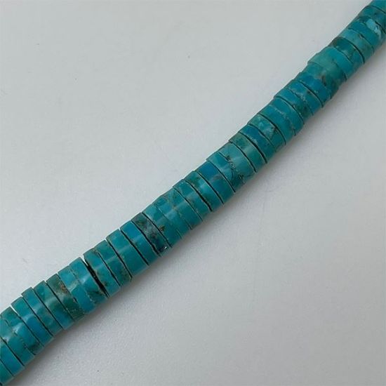 Picture of Royal Beauty Compressed Blue Green Turquoise Graduated Heishi 3-8mm, 16" Bead Strand