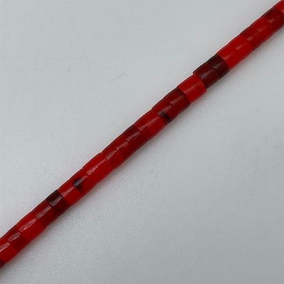Picture of Block Red with Black Matrix Heishi Beads 4-5mm, 24" Strand