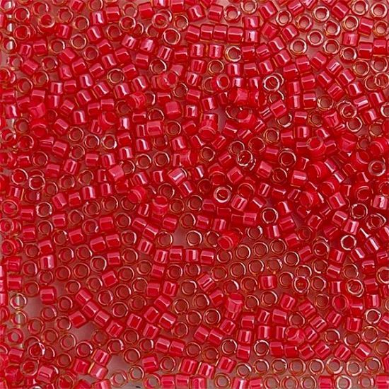Picture of Delica Size 11 Seed Beads, Poppy Red Neon Lemon - Dyed