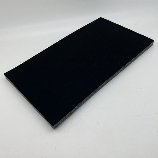Picture of Enchanted Velvet Black Foam Ring Display Tray Insert, 72 Stagger Ring Slots, 14-1/8" L x 7-5/8" W x 5/8" D, Sold individually, Made in the USA