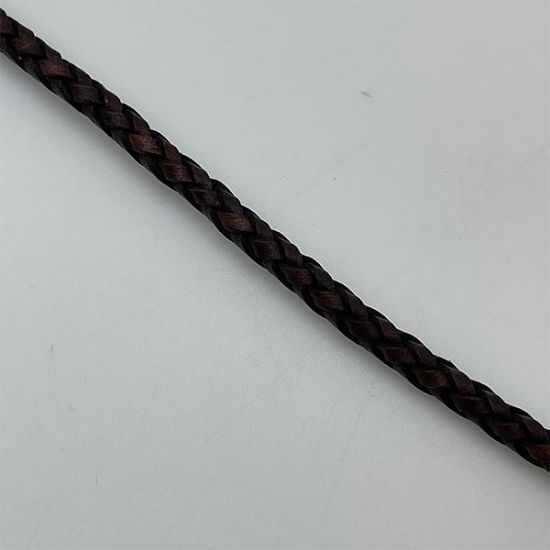 Picture of Handmade Brown Leather Bolo Cord, 6 Ply, 42" Length. Approx. 4.5-5mm Thick.