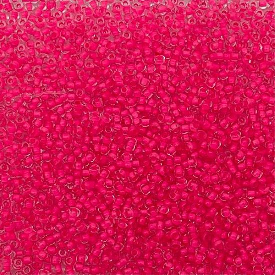 Picture of Size 10 Czech Seed Beads, Colorlined Crystal Neon Pink, Approximately 25 Grams