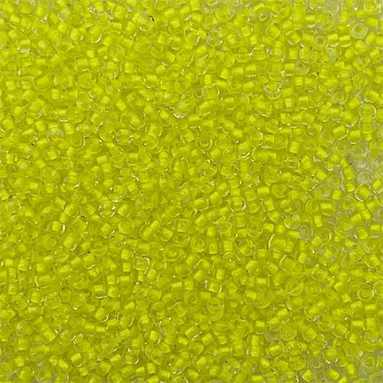 Picture of Size 10 Czech Seed Beads, Colorlined Crystal Neon Yellow, Approximately 25 Grams