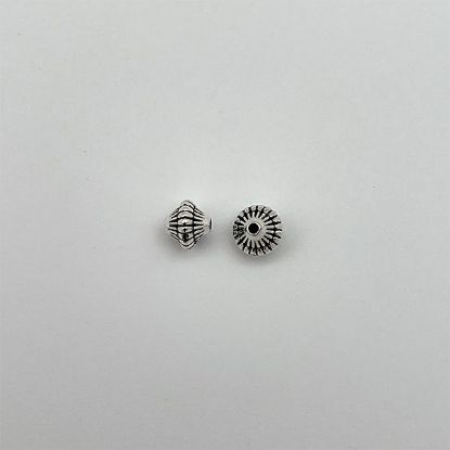 Picture of Silver Plated, 5mm, Oxidized Hogan Bead. 100 beads