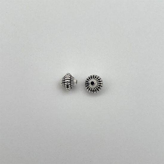 Picture of Silver Plated, 5mm, Oxidized Hogan Bead. 100 beads