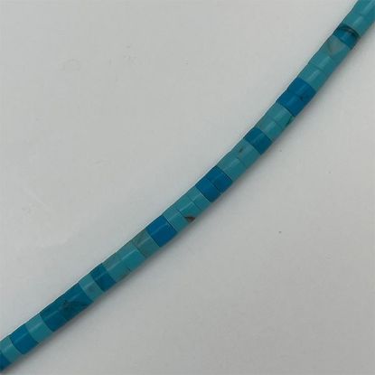 Picture of Block Light and Dark Turquoise Heishi Beads 4-5mm, 24" Strand