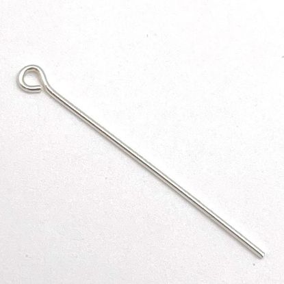 Picture of Sterling Silver Eye Pins, 1" x 0.025" 22 Gauge Wire, Sold per pkg of 10