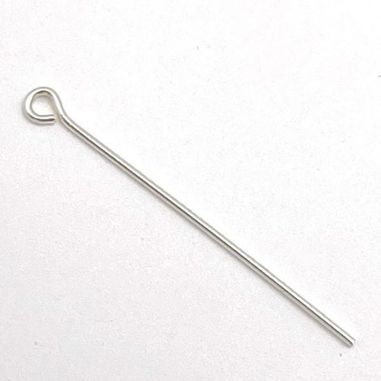 Picture of Sterling Silver Eye Pins, 1" x 0.025" 22 Gauge Wire, Sold per pkg of 10