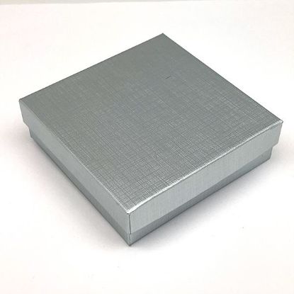 Picture of Silver Cotton Filled Gift Box 3 1/2 x 3 1/2 x 1 Inch
