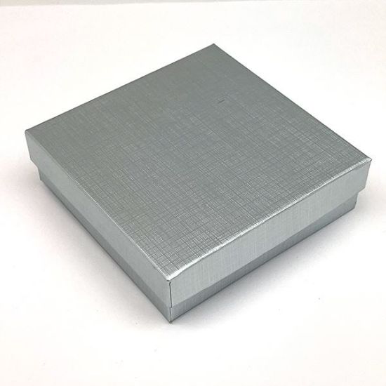 Picture of Silver Cotton Filled Gift Box 3 1/2 x 3 1/2 x 1 Inch