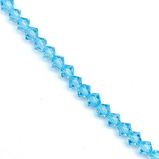 Picture of Preciosa Bi-Cone, Aquamarine Glass 4mm Beads, 5" Strand