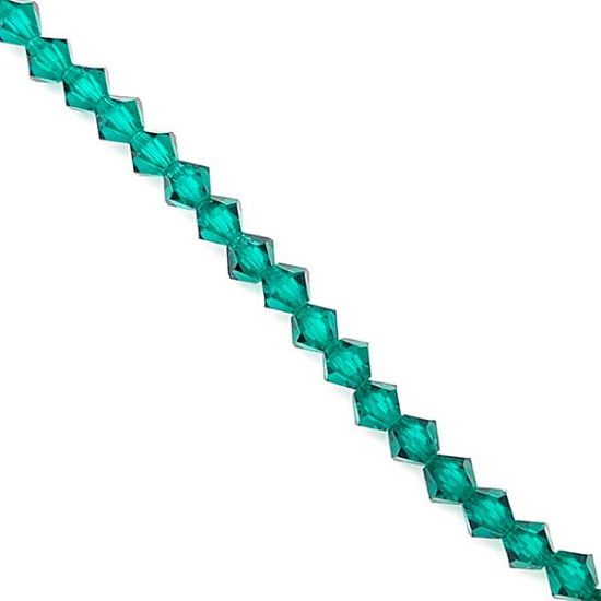 Picture of Preciosa Bi-Cone, Emerald Glass 4mm Beads, 5" Strand