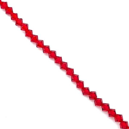 Picture of Preciosa Bi-Cone, Light Siam Glass 4mm Beads, 5" Strand