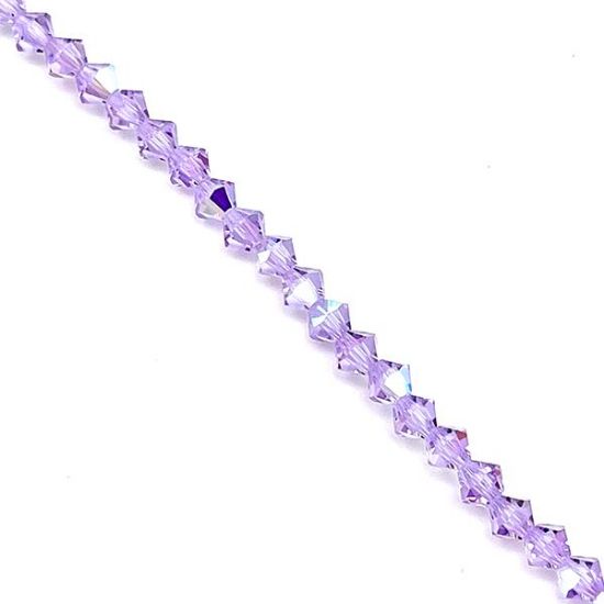 Picture of Preciosa Bi-Cone, Violet Aurora Borealis Glass 4mm Beads, 5" Strand