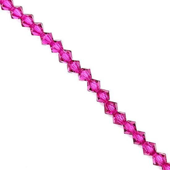 Picture of Preciosa Bi-Cone, Fushia Glass 4mm Beads, 5" Strand
