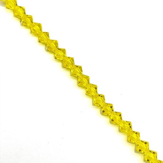 Picture of Preciosa Bi-Cone, Citrine Glass 4mm Beads, 5" Strand