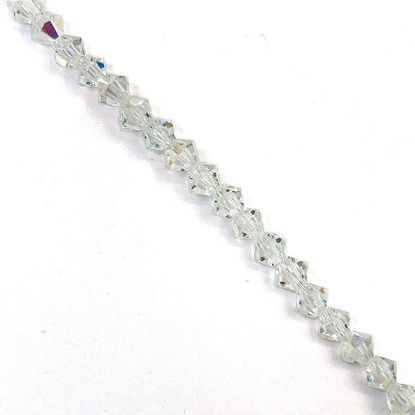 Picture of Preciosa Bi-Cone, Crystral Aurora Borealis Glass 4mm Beads, 5" Strand