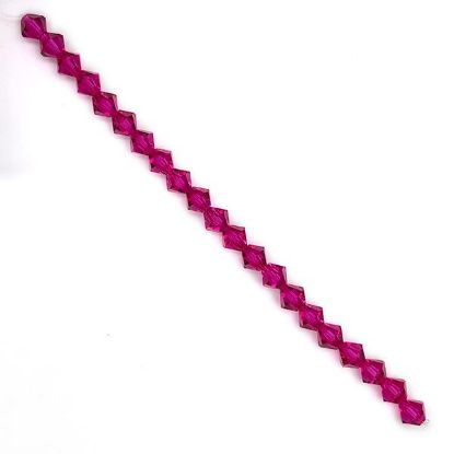 Picture of Preciosa Bi-Cone, Fuchsia Glass 6mm Beads, 5" Strand