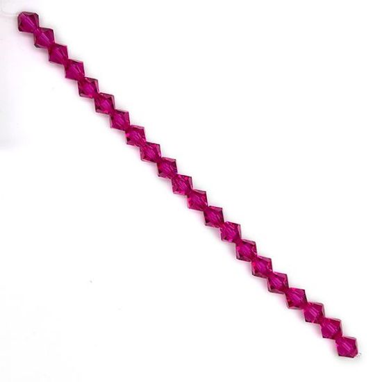 Picture of Preciosa Bi-Cone, Fuchsia Glass 6mm Beads, 5" Strand