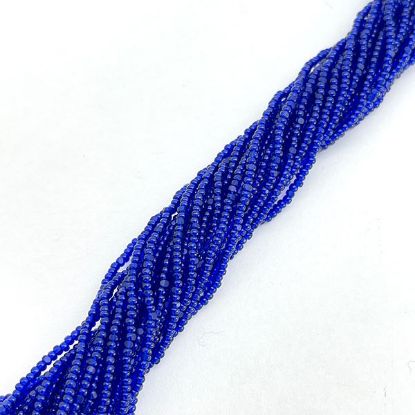 Picture of Size 13 Cut Czech Seed Beads, Transparent Dark Royal Blue, Sold by the Hank