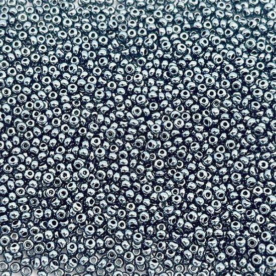 Picture of Size 11 Czech Seed Beads, Metallic Gunmetal, Approximately 25 Grams