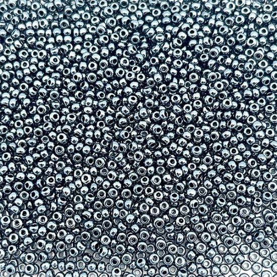 Picture of Size 10 Czech Seed Beads, Metallic Gunmetal, Approximately 25 grams