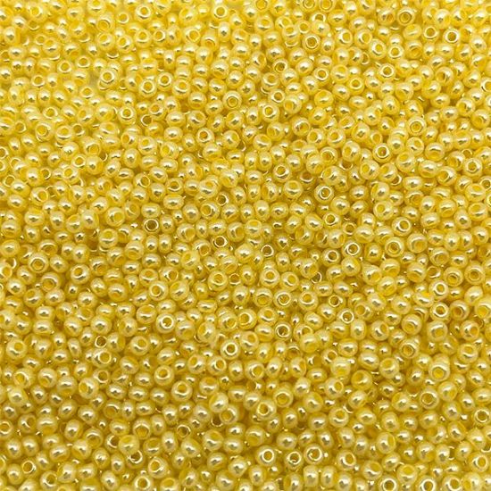 Picture of Size 10 Czech Seed Beads, Pearl Dyed Yellow, Approximately 25 grams
