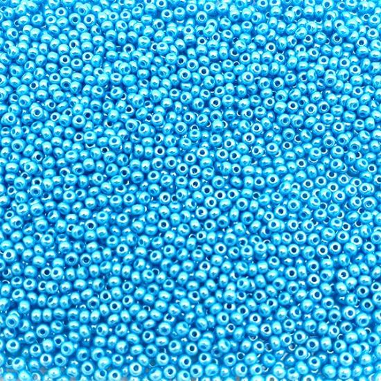 Picture of Size 11 Czech Seed Beads, Opaque Light Blue Luster, Approximately 25 Grams