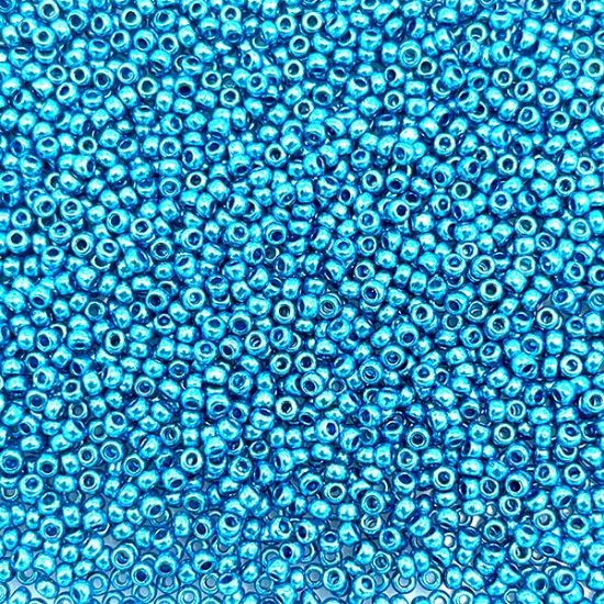 Picture of Size 10 Czech Seed Beads, Metallic Blue, Approximately 25 grams