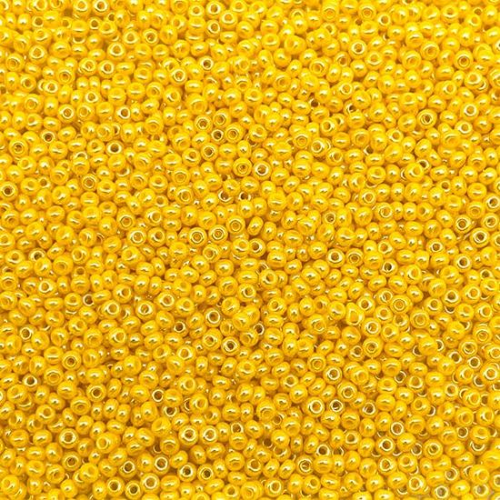 Picture of Size 11 Czech Seed Beads, Opaque Golden Yellow Luster, Approximately 25 Grams