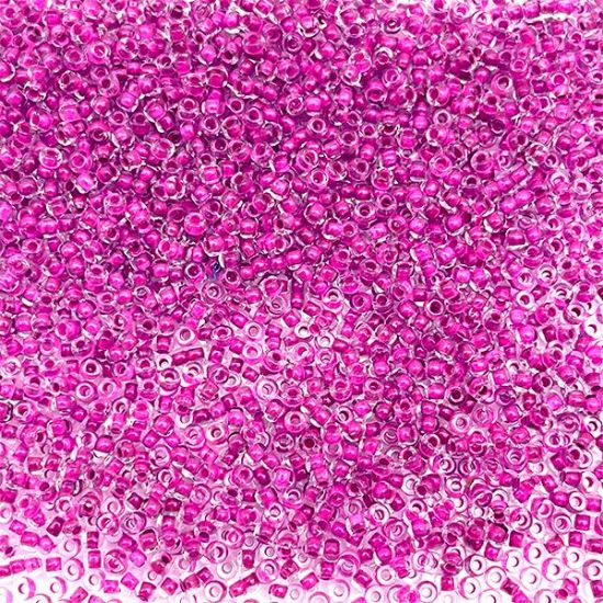 Picture of Size 10 Czech Seed Beads, Colorlined Crystal Neon Purple, Approximately 25 Grams